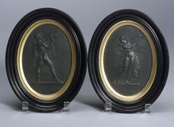 Pair of Wedgwood Black Basalt Oval Plaques